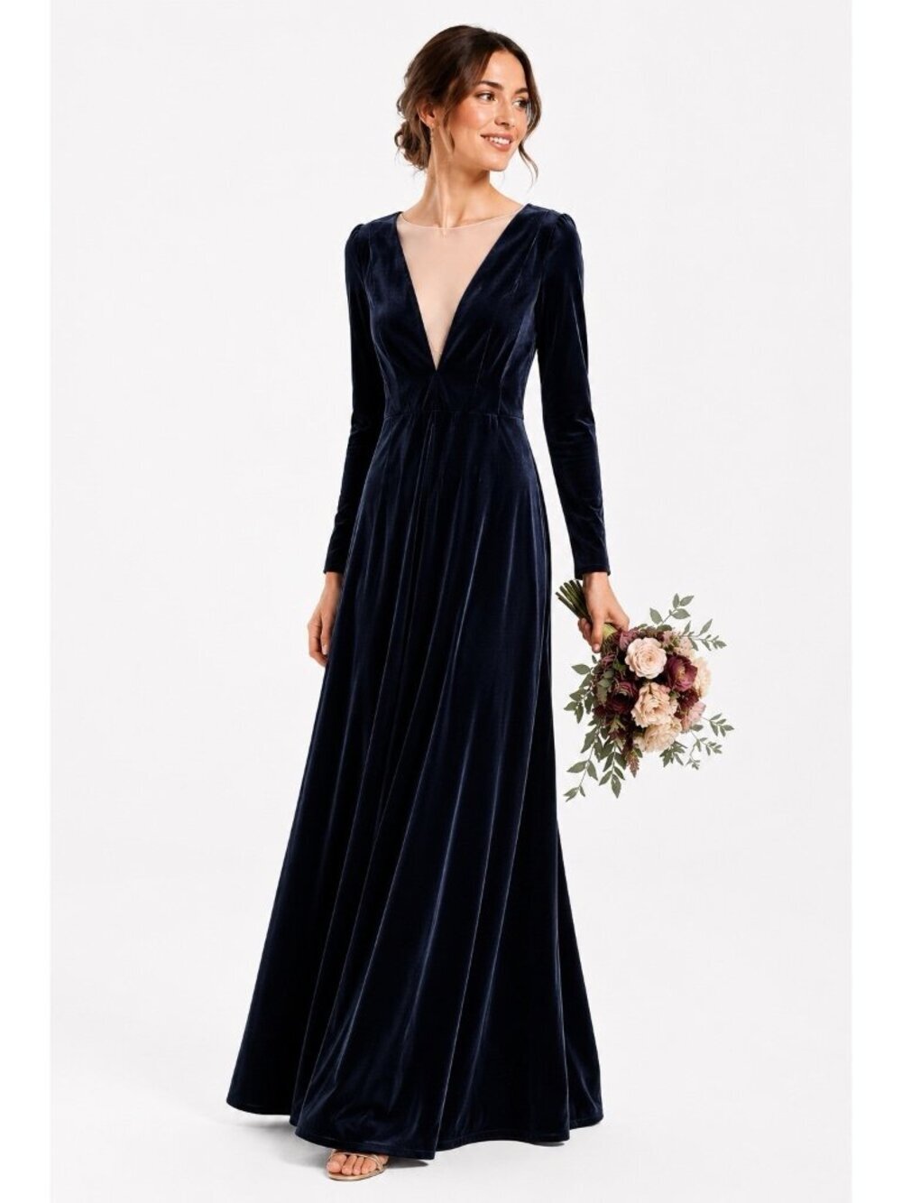 JENNY YOO COLLECTION blue velvet dress 14 party cocktail bridesmaid evening
